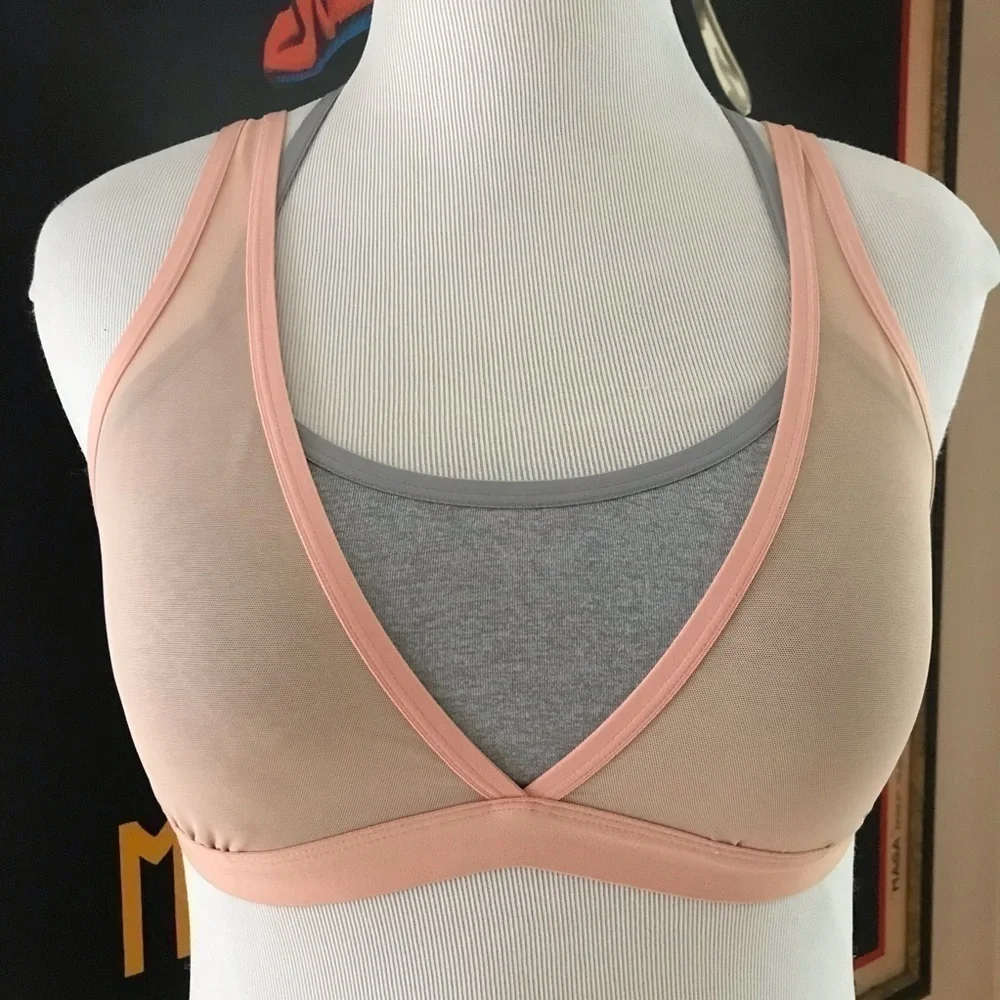 Aerie: Layered Gray and Nude Sports Bra Size Large
